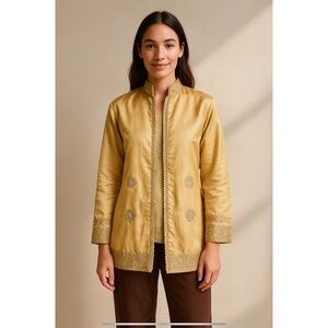CUSTOM MADE IN ISTANBUL SILK JACKET BEADED ELEGANT FORMAL EVENING GOLD 40